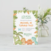 Stomp Chomp Roar Dino Einladung zum Geburtstag (Stehend Vorderseite)