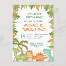 Stomp Chomp Roar Dino Einladung zum Geburtstag