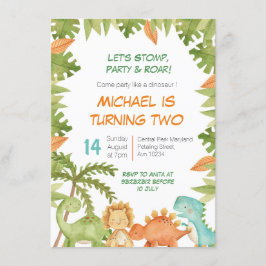 Stomp Chomp Roar Dino Einladung zum Geburtstag