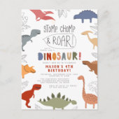 Stomp, Chomp & Roar! Dinosaur Boy Birthday Party Postkarte (Vorderseite)