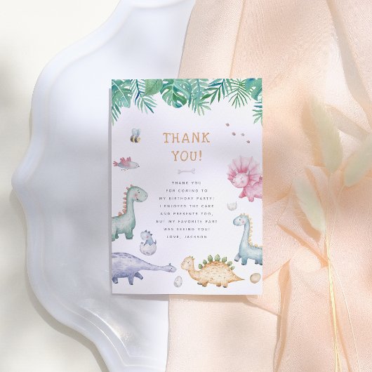 Stomp, Chomp & Roar Dinosaur Boys Birthday Party Dankeskarte