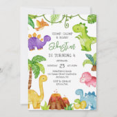 Stomp Chomp Roar Dinosaur GeburtsEinladung Einladung (Vorderseite)