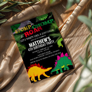 Stomp, Chomp & Roar Dinosaur Geburtstag Einladung