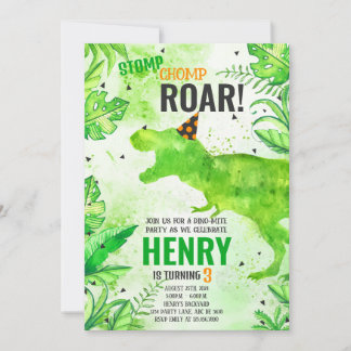 Stomp Chomp Roar Dinosaur Geburtstag Einladung