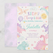 Stomp Chomp & Roar Dinosaur Invitation Editable Einladung (Vorne/Hinten)