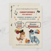 Stomp Chomp Roar Dinosaur Pirate Boys Birthday Einladung (Vorne/Hinten)