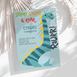 Stomp Chomp Roar Dinosaur Vier Geburtstag Einladung