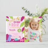 Stomp, Chomp & Roar Dinosaurier Einladung zum Gebu (Stehend Vorderseite)