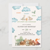 Stomp Chomp & Roar Dinosaurier Einladung zum Gebur (Vorderseite)
