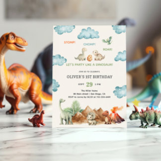 Stomp Chomp & Roar Dinosaurier Einladung zum Gebur