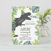 Stomp Chomp Roar Dinosaurier Einladung zum Geburts (Stehend Vorderseite)