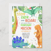 Stomp Chomp Roar Dinosaurier Einladung zum Geburts (Vorderseite)