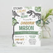 Stomp Chomp Roar Dinosaurier Einladung zum Geburts (Stehend Vorderseite)