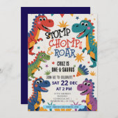 Stomp Chomp Roar Dinosaurier eins a saurus Geburts Einladung (Vorne/Hinten)