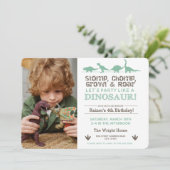 Stomp Chomp ROAR Dinosaurier Foto Geburtstag Einladung (Stehend Vorderseite)