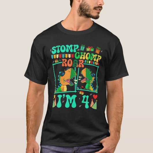 Stomp Chomp Roar I m 4 Guitar Dinosaur Kid 4. Bir T-Shirt (Vorderseite)