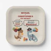 Stomp Chomp Roar Pirate Dinosaur Twin Boy Geburtst Pappteller (Vorderseite)
