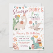 Stomp, Chomp & Roar Wasserfarbe Dinosaurier Geburt Einladung (Vorderseite)