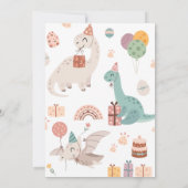 Stomp, Chomp & Roar Wasserfarbe Dinosaurier Geburt Einladung (Rückseite)