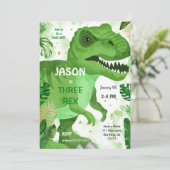 STOMP CHOMP sein Dinosaurier Geburtstag Einladung (Stehend Vorderseite)