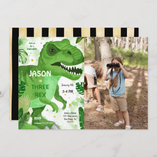 STOMP CHOMP sein Dinosaurier Geburtstags-Foto Einladung