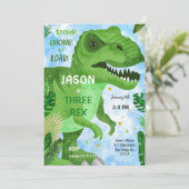 STOMP CHOMP seine Dinosaurier Geburtstagsparty Einladung (Stehend Vorderseite)