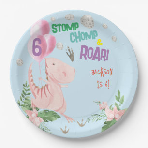 Stomp chomp und brüllen Dino Kinder Geburtstag Pappteller