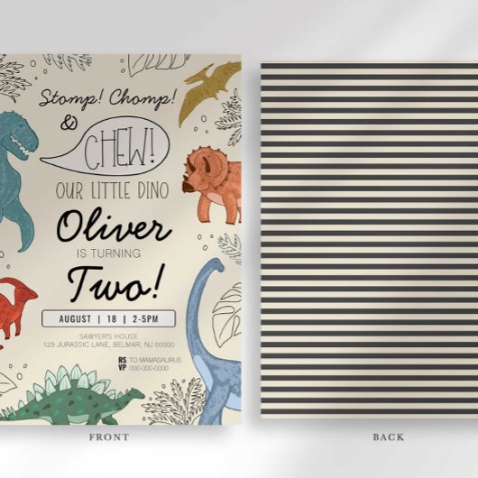 STOMP CHOMP UND CHEW Dinosaurier Einladung zum Geb