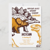 Stomp, Chomp und Roar! Dinosaur Birthday Invite Einladung (Vorderseite)