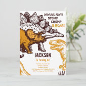 Stomp, Chomp und Roar! Dinosaur Birthday Invite Einladung (Stehend Vorderseite)