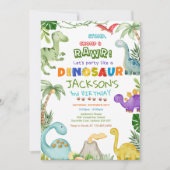 Stomp, Chomp und Roar! Dinosaur Birthday Party Einladung (Vorderseite)