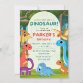 Stomp, Chomp und Roar! Dinosaur Birthday Party Einladung (Vorderseite)