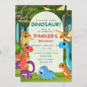 Stomp, Chomp und Roar! Dinosaur Birthday Party Einladung (Vorne/Hinten)