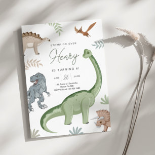 Stomp, Chomp und Roar! Dinosaurier Birthday Einladung