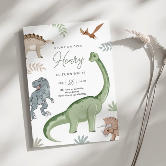 Stomp, Chomp und Roar! Dinosaurier Birthday Einladung