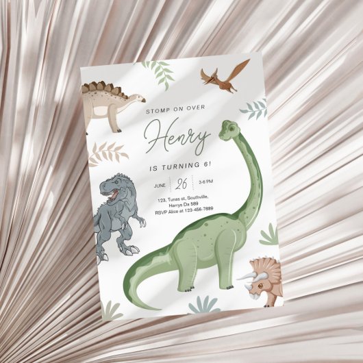 Stomp, Chomp und Roar! Dinosaurier Birthday Einladung