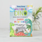 Stomp Chomp und Roar Einladung (Stehend Vorderseite)