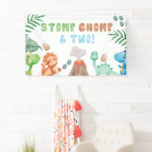 Stomp, Chomp und zwei Aquarell Dinosaurier Geburts Banner (Insitu)