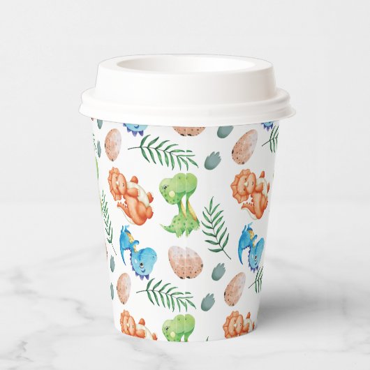 Stomp, Chomp und zwei Aquarell Dinosaurier Geburts Pappbecher (Rechts)