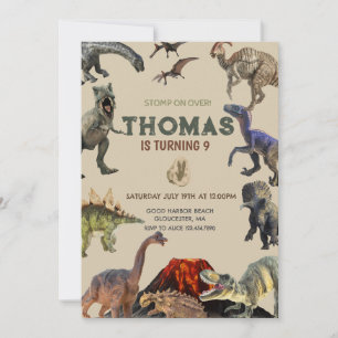 Stomp on Over Dino Birthday Einladung