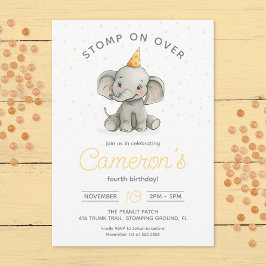 Stomp on Over, Niedlicher Elephant-Kindergeburtsta Einladung