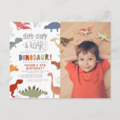 Stomp & Roar! Cute Dinosaurs Photo Birthday Party Postkarte (Vorderseite)
