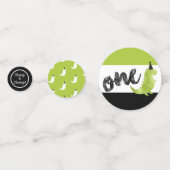 Stomp und Chomp Dinosaurier Erster Geburtstag Grün Konfetti (Rückseiten)