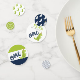 Stomp und Chomp Dinosaurier Erster Geburtstag Grün Konfetti