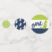 Stomp und Chomp Dinosaurier Erster Geburtstag Grün Konfetti (Rückseiten)