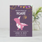 Stomp und Roar 3. Geburtstag Einladung (Stehend Vorderseite)