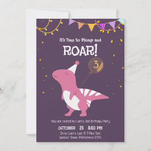 Stomp und Roar 3. Geburtstag Einladung