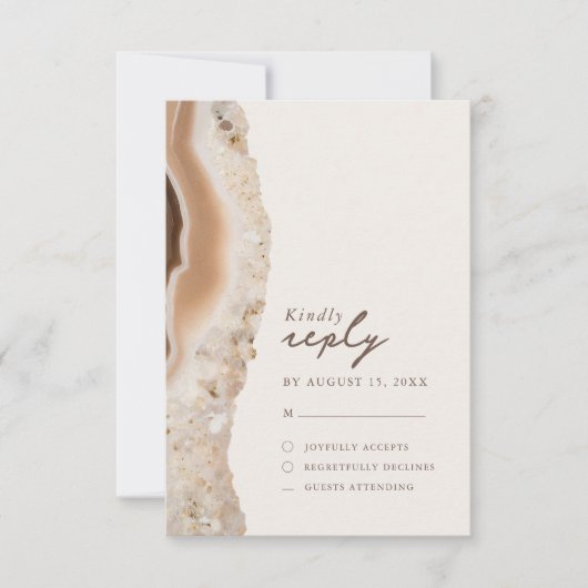 Stone Agate Marble Wedding RSVP Karte (Vorderseite)