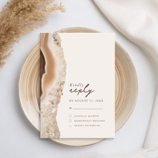 Stone Agate Marble Wedding RSVP Karte
