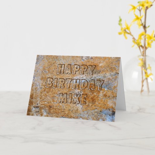 Stone Age Happy Birthday, Mike! Karte (Gelbe Blume)